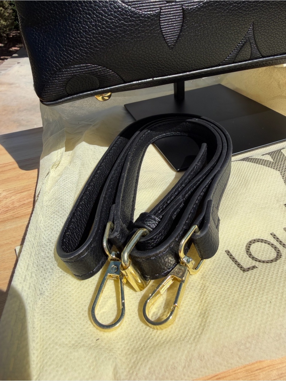NEW LV Print Black Empreinte Monogram Palais Embossed Shoulder Bag Gold - Picture 4 of 11